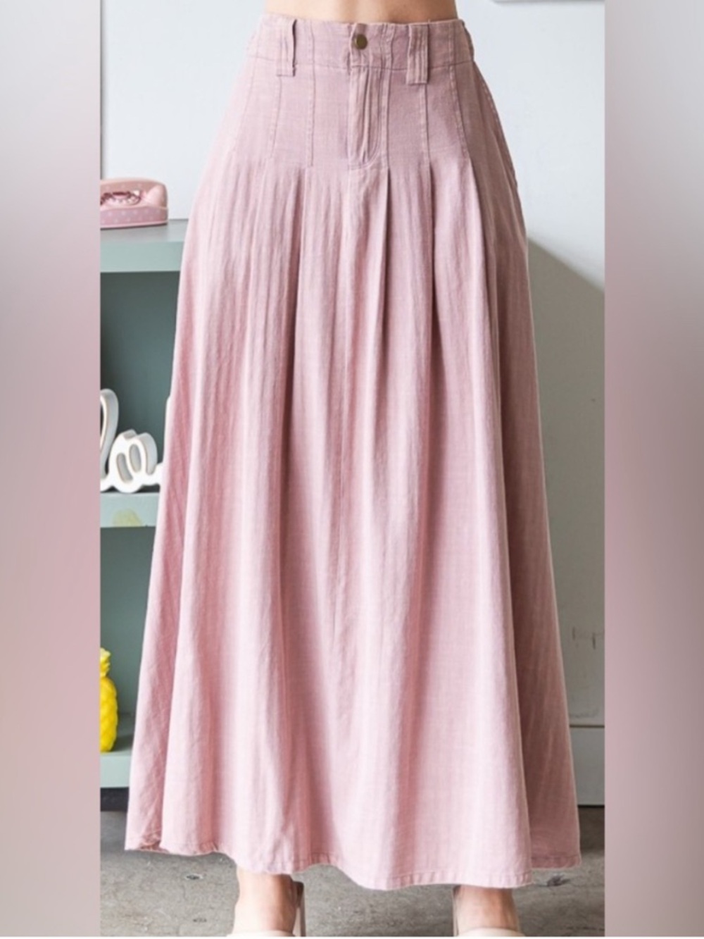 Oli & Hali dusty rose High-Waist Maxi Skirt